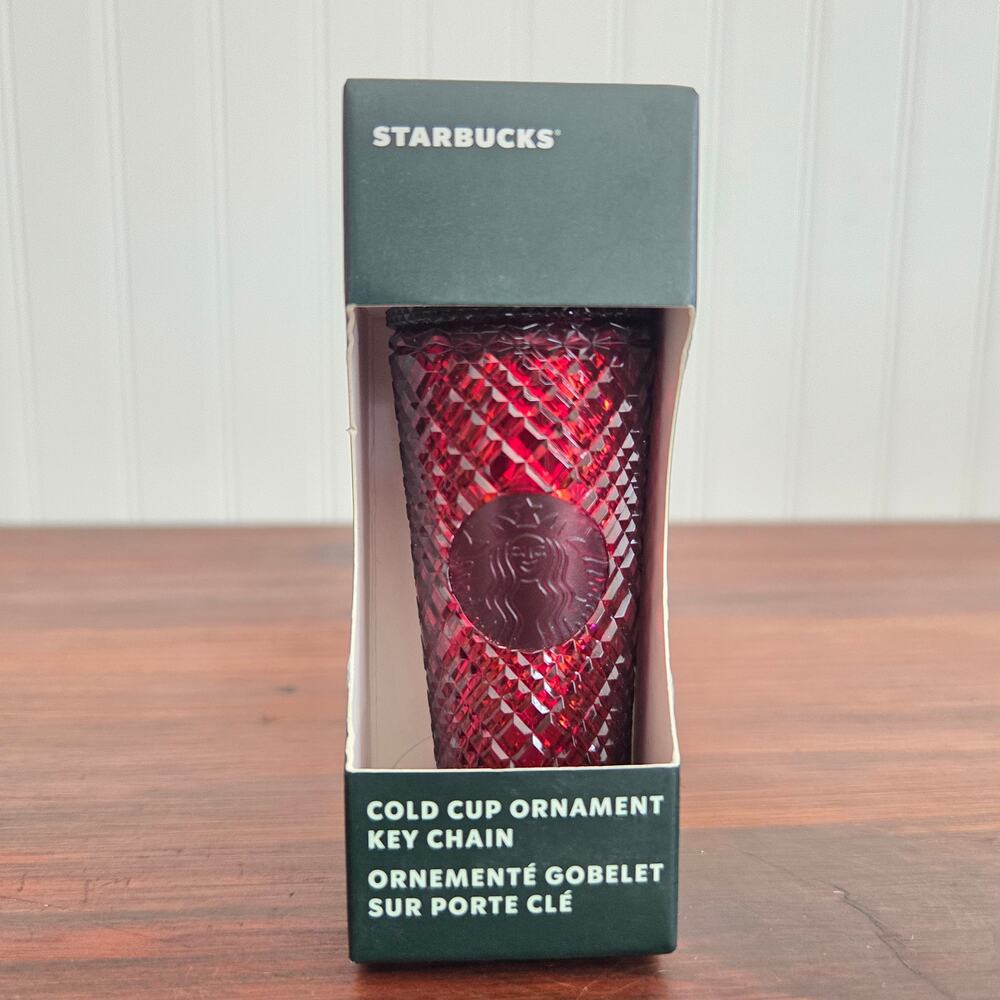 Starbucks Cold Cup Ornament Key Chain 2022 Red/Merlot Jewel Tumbler Coffee New‎